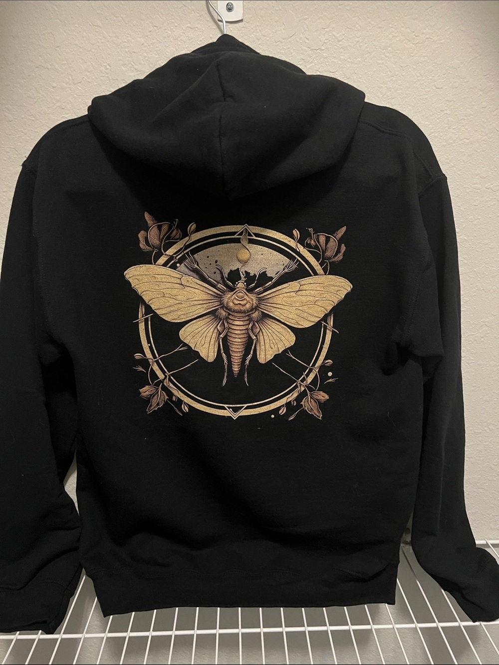 Etsy Custom Celestial Luna Moth Graphic Hoodie - Goth Streetwear - NWOT Small